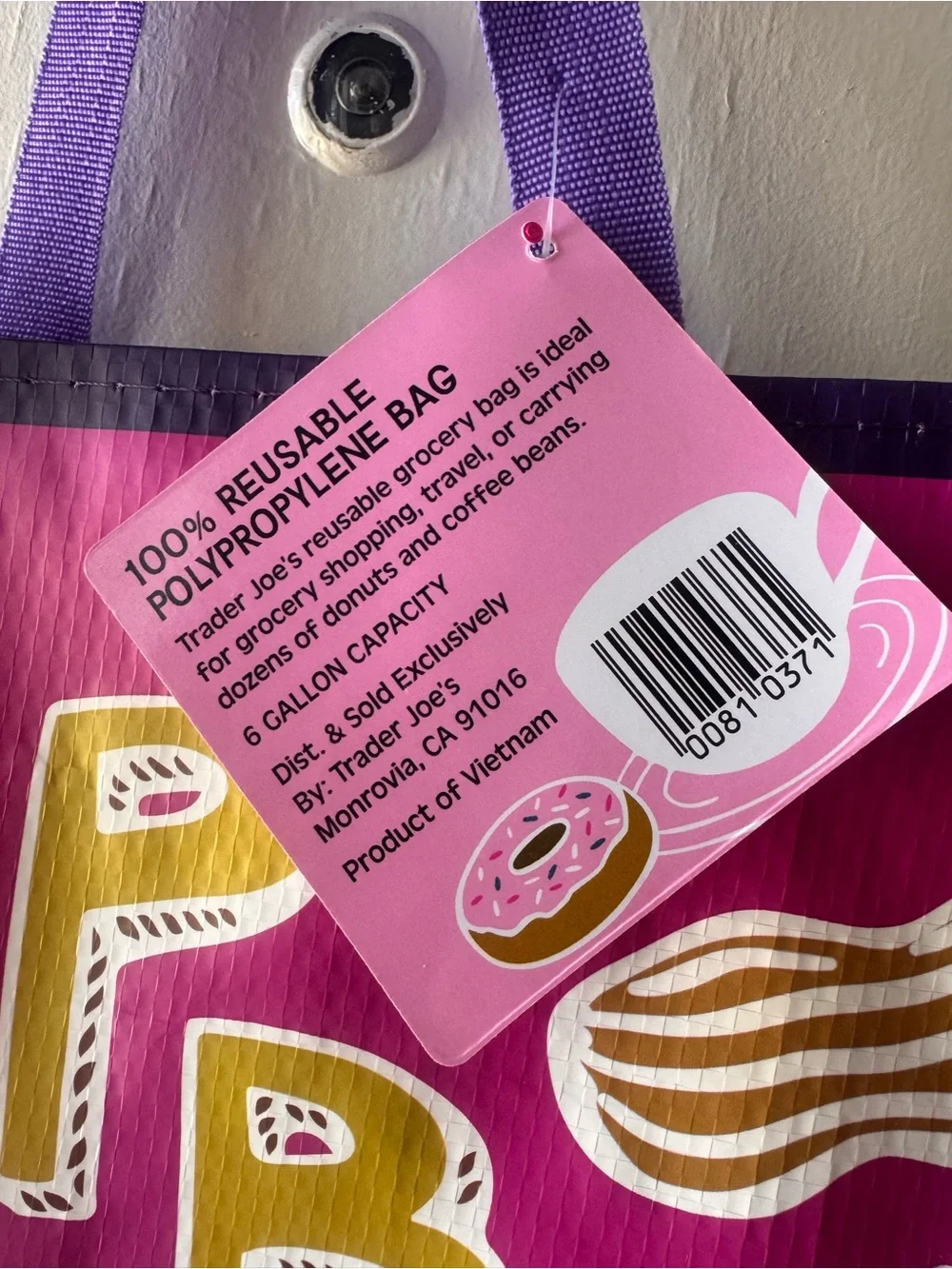 Comfort Food Pink & Purple Grocery Tote by Trader Joe’s